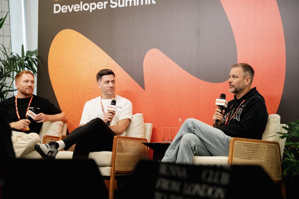 Runna CEO Dom Maskell and CTO Walter Holohan, moderated by Strava CEO Mike Martin