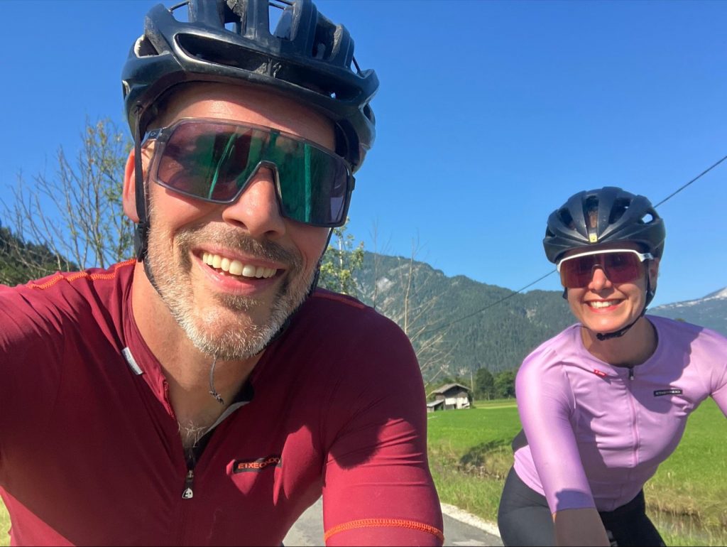 Elmar riding with partner Anne