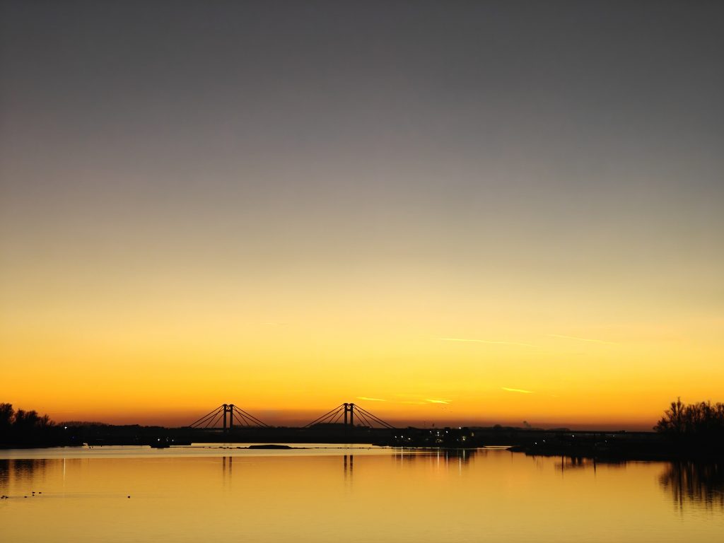 Sunset at the Waal river, Tiel, Netherlands