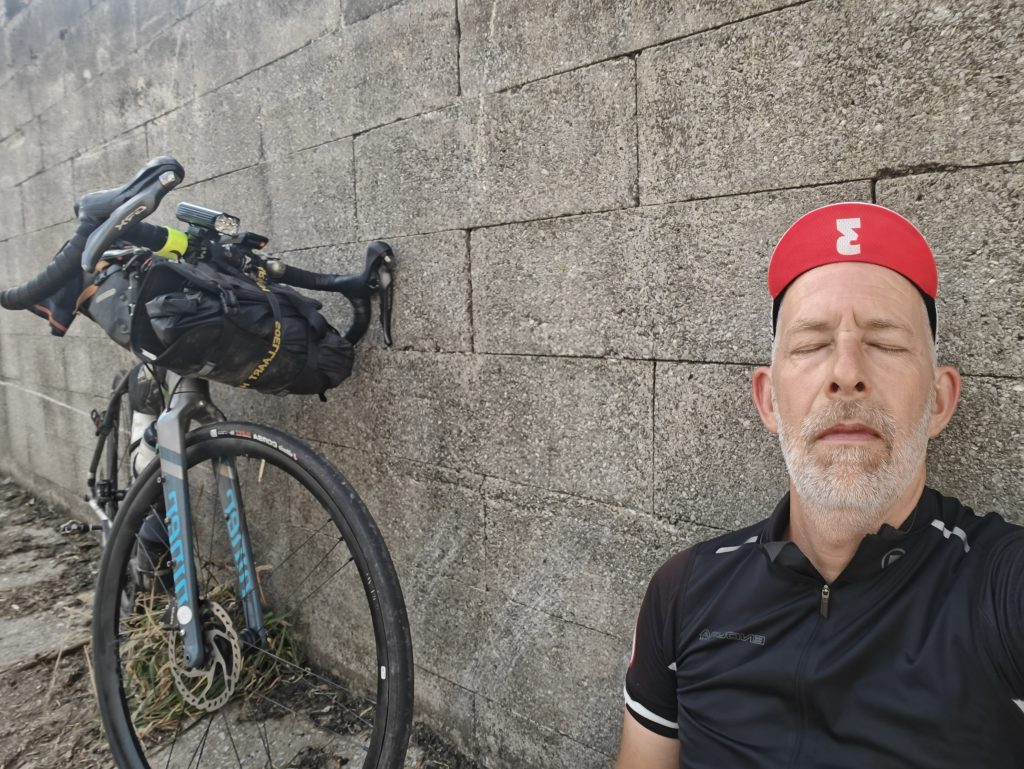 Taking a much needed rest during Liège - Paris - Liège