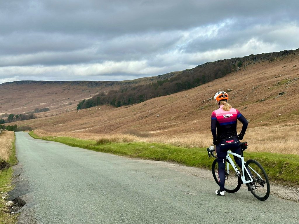 Anna stationary on her bike